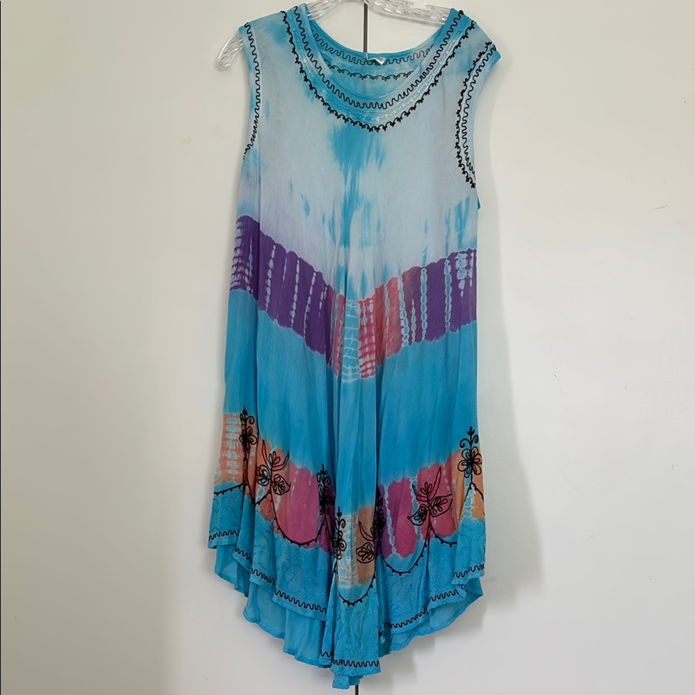 Sleeveless India Boutique Tie-Dye Batik Dress Plus Size